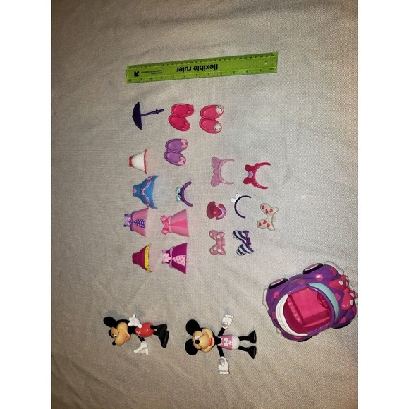Disney Mattel Minnie Mouse Bow-Tique Dress Up Doll Snap N’ Style Toy Lot and car - Picture 1 of 4